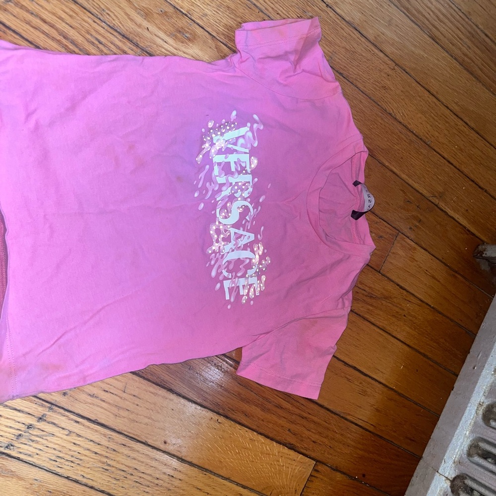 Versace Pink Tee with White Logo